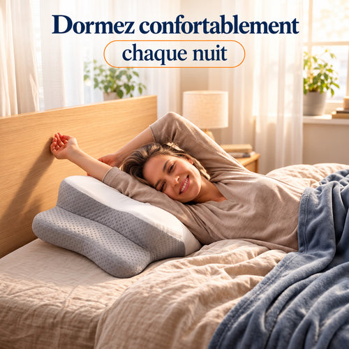 Oreiller Cervical Ergonomique – Mousse à Mémoire de Forme – Soutien de la Nuque – 63 × 38 × 14 cm
