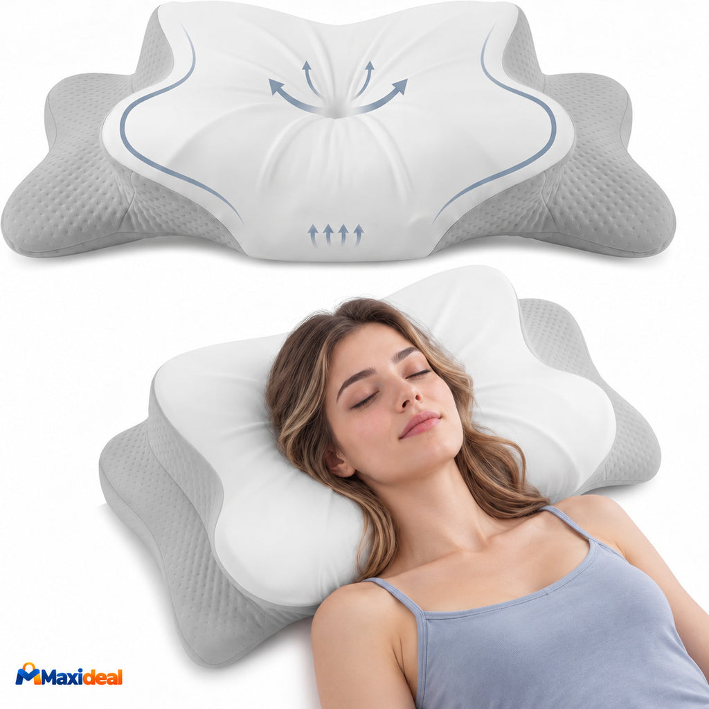 Oreiller Cervical Ergonomique – Mousse à Mémoire de Forme – Soutien de la Nuque – 63 × 38 × 14 cm